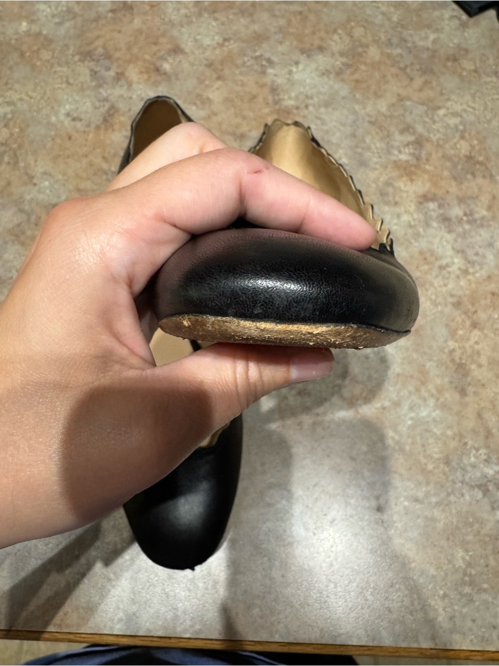 Chloe Black Italian Leather Scalloped Heels - Picture 9 of 12